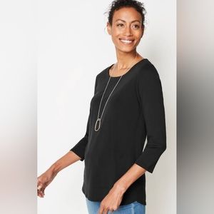 J. Jill | Wearever Collection 3/4 Sleeve Top Black Small Petite
